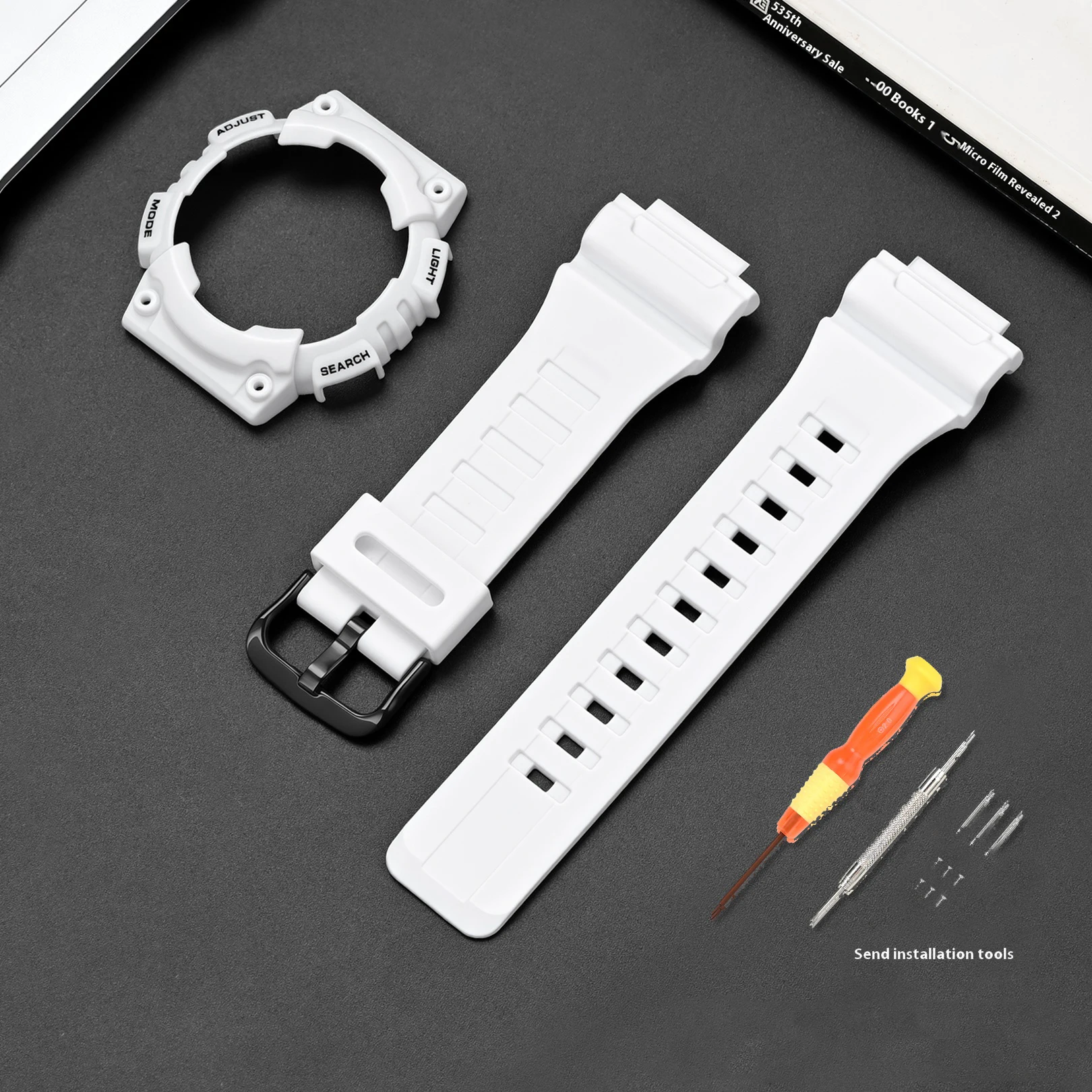 Durable Rubber Resin Sports Watch Band with Protective Shell