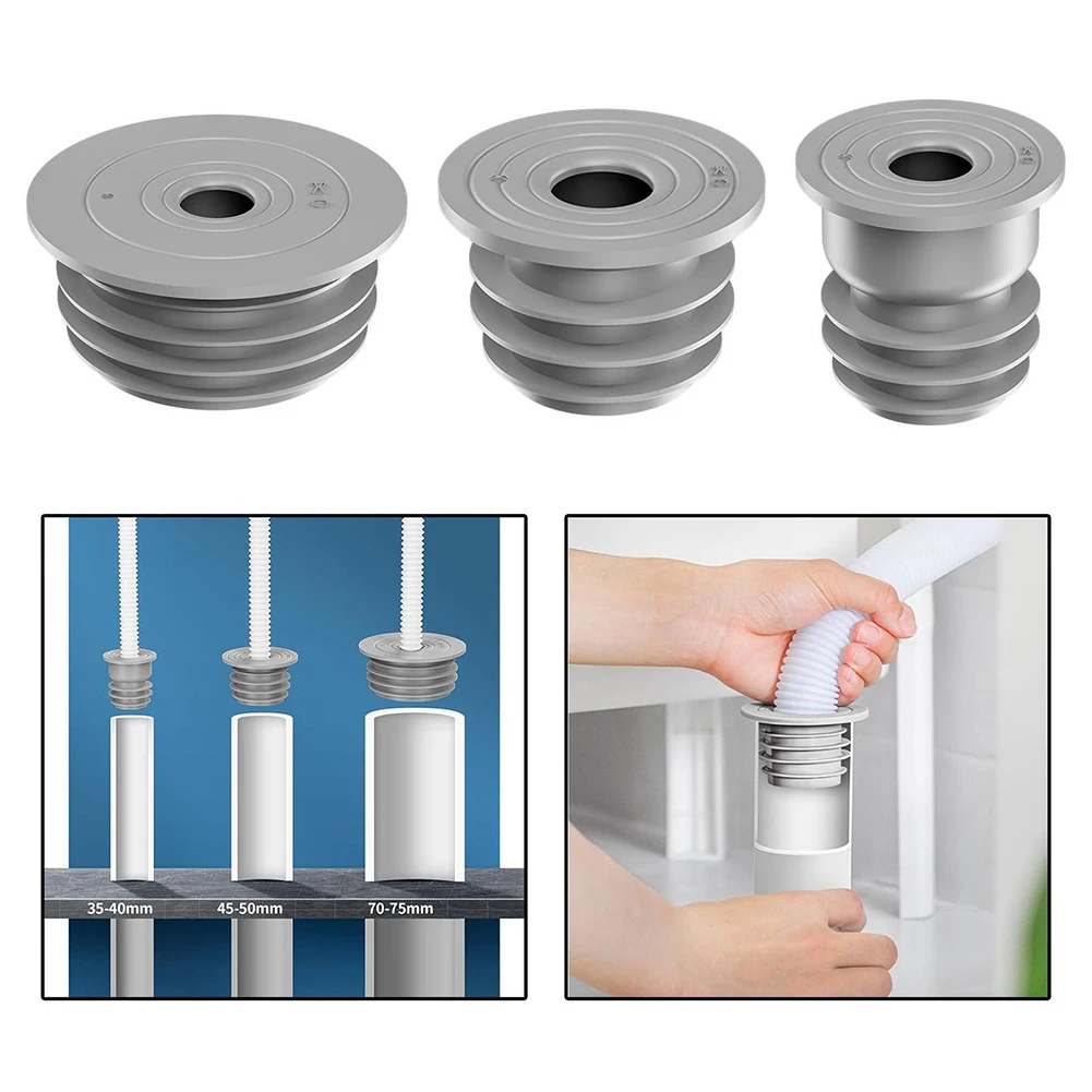 Water Pipe Seal Washing Machine Drain Pipe Seal Pipe Deodorant Seal Gray 1pc Silicone Sealing Ring Home Accessories