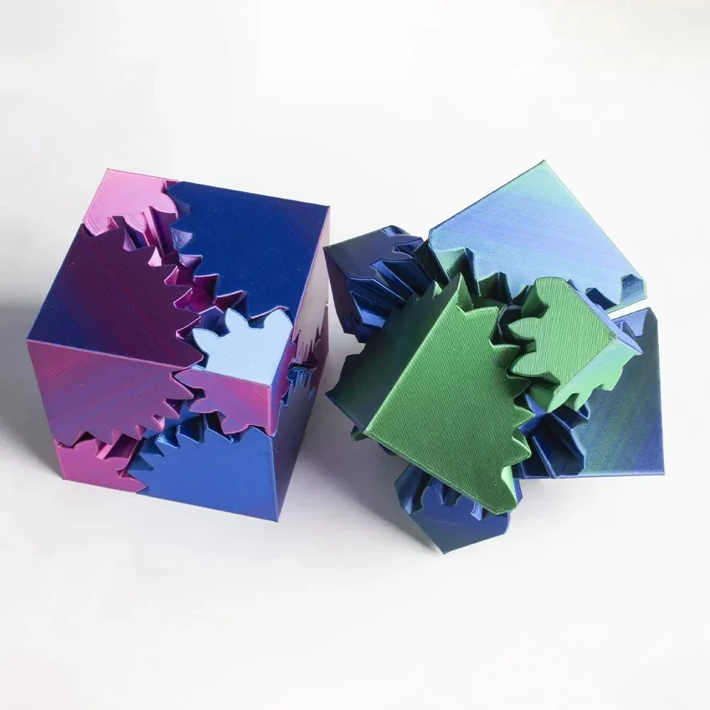 3D Printed Cube Fidget Toy Stress Relief Cube Gear Ball Rotating Stress Relaxing Toy Desktop Decoration Decompression
