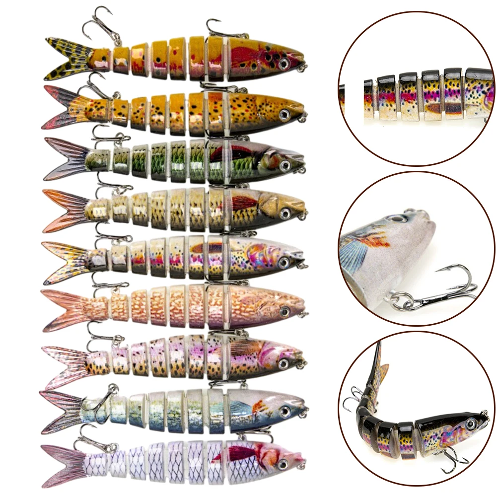 

13.5cm 8 Segment Fishing Lure Swimbait Slow Sinking Bionic Fishing Bait 3D Realistic Eyes Fishing Tools For Saltwater Freshwater