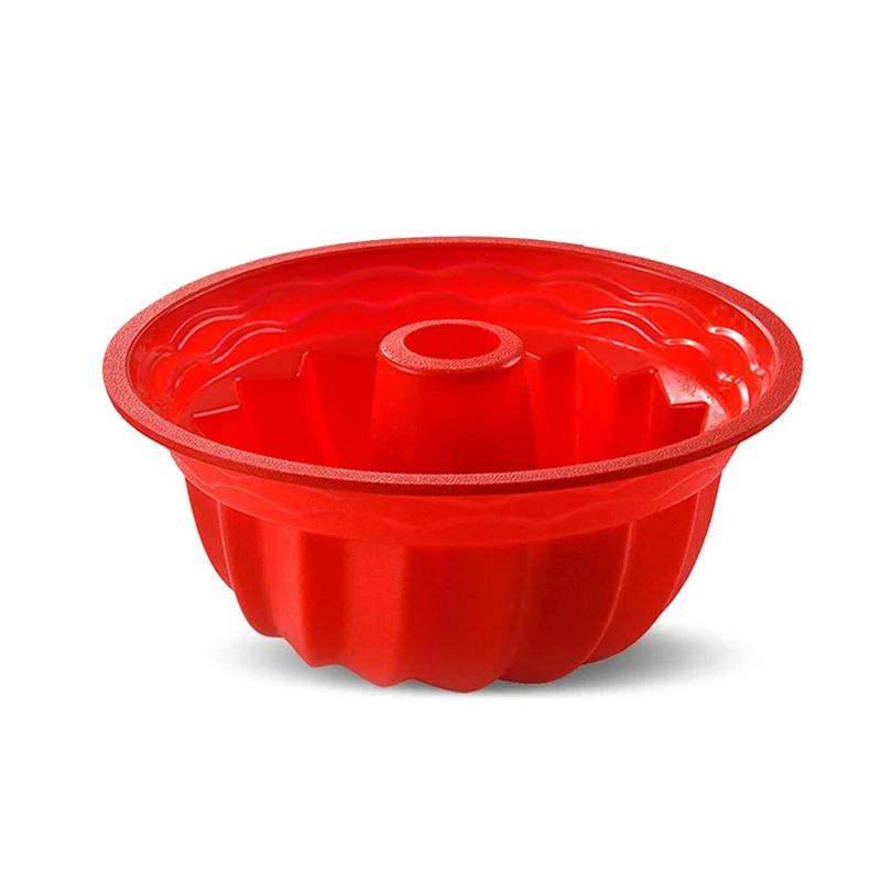 Silicone Baking Molds, European Grade Fluted Round Cake Pan, Non-Stick Cake  Pan for Jello,Buntcake,Gelatin,Bread, 9.45 Inches Tube Bakeware Red