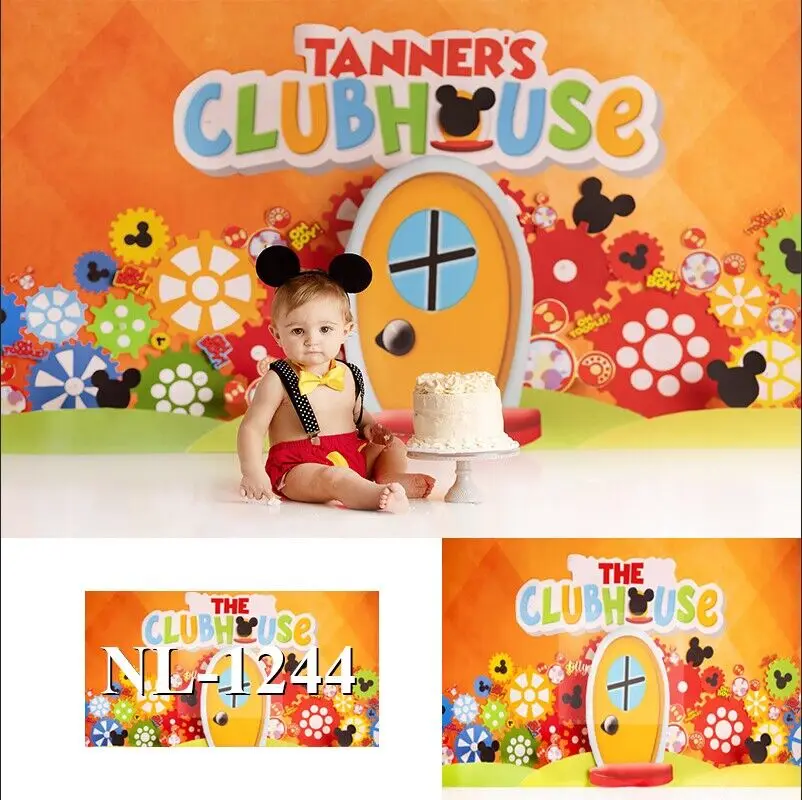 Topolino Clubhouse Fondale Kids1St Birthday Party Cartoon Photography Background Banner Photo Studio Decoration Booth Puntelli