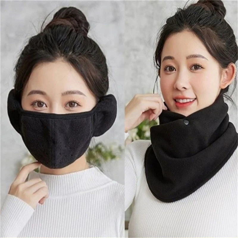 

Lamb Fleece Women Scarves Winter Warm Fake Collar Scarf Plush Bib Snood Female Windproof Wrap Neck Protection Mask+Scarf