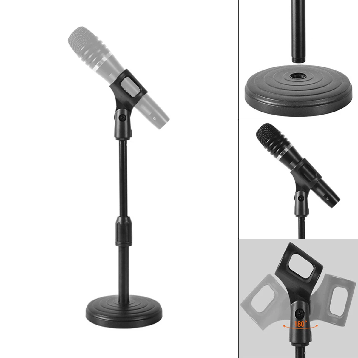 Height-adjustable Microphone Mount Holder Flexible Desktop Tripod Folding Mic Stand