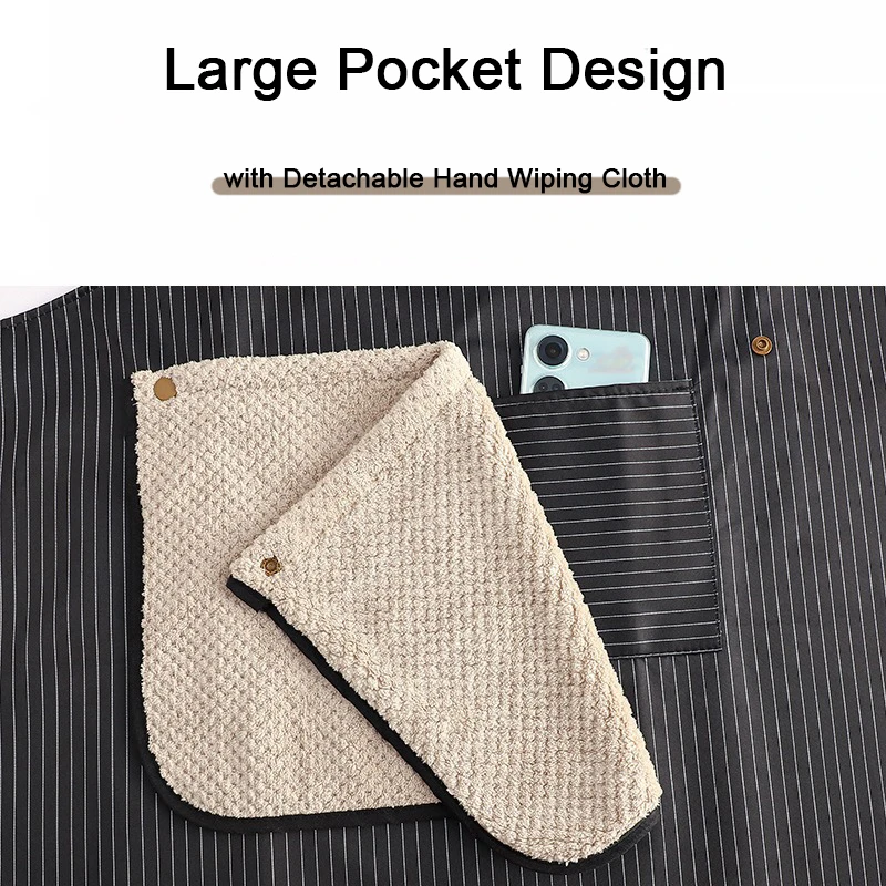 مريلة مطبخ مقاومة للماء بدون أكمام، مع منشفة يد قابلة للإزالة ومرايل خبز للطبخ ومضادة