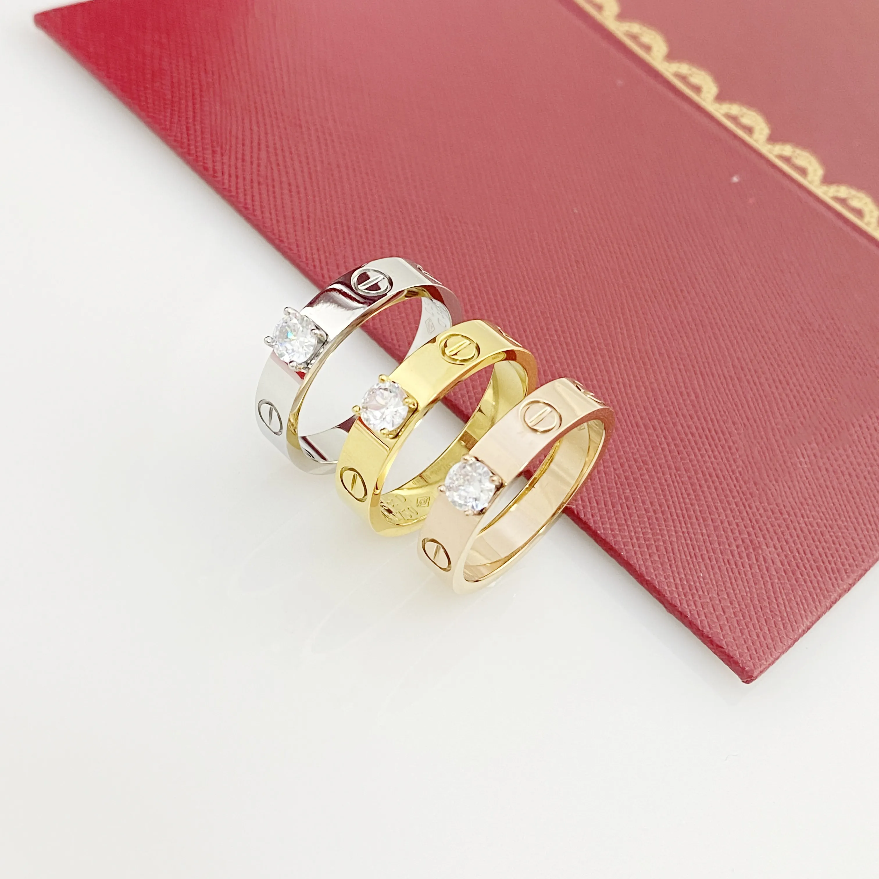 Stainless Steel Wedding Ring Stainless Steel Zircon Ring Stainless