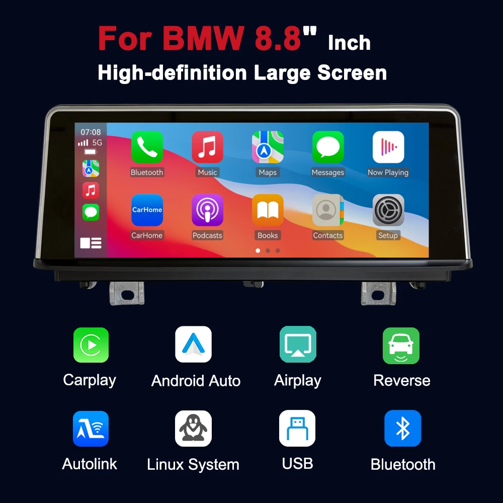 Radio de coche inalámbrico CarPlay Android Auto de 8,8 pulgadas para BMW Serie 1 F20 EVO System 2017-2019, sistemas inteligentes multimedia para coche, pantalla táctil inteligente, Wifi, Bluetooth, navegación GPS, Navi, Mirror Link, AirPlay 3