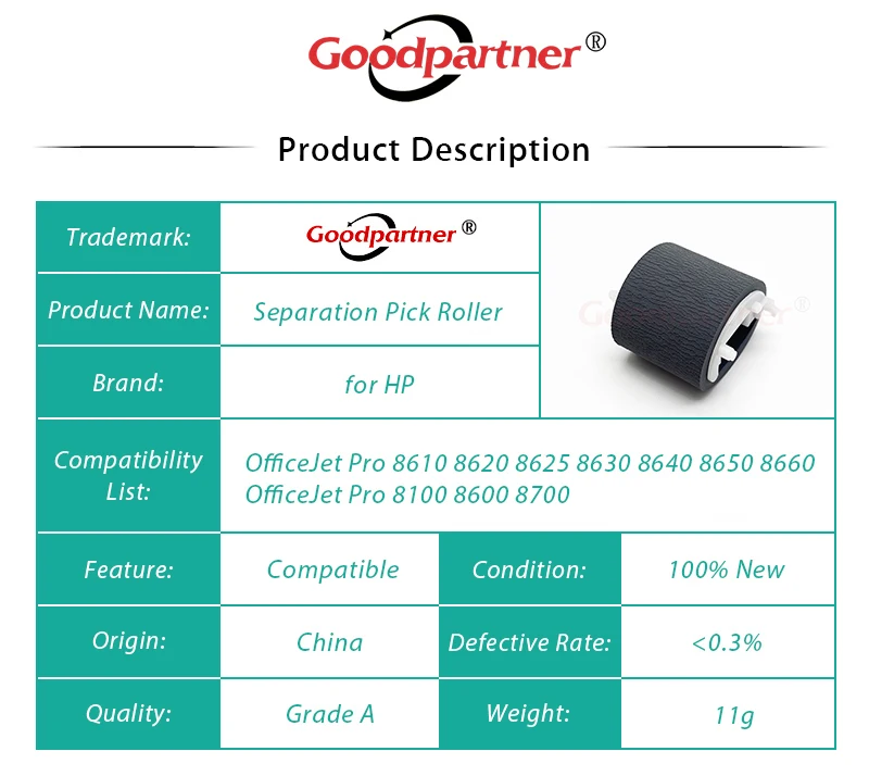 Cilindro de Recolhimento da hp 8100 8600 8700 8610 8620 8625 8630 8640 8650 8660 8210 8216 8710 8702 8715 8720 8730 8740 451 476 276dw 10x - Imagem 5