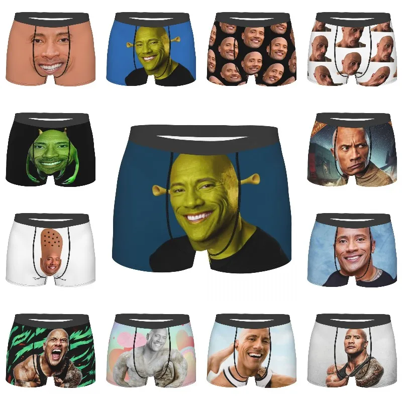

Мужские трусы-боксеры Dwayne The Shrok Johnson, черные трусы с принтом на заказ