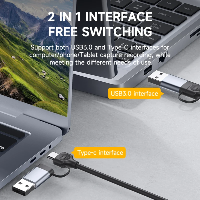 Hagibis-cartão de Captura de Vídeo Usb 3.0 Compatível com Hdmi Usb Tipo-c Game Grabber Gravar Ms2130 para Switch Xbox Ps4 Transmissão ao Vivo - Imagem 2