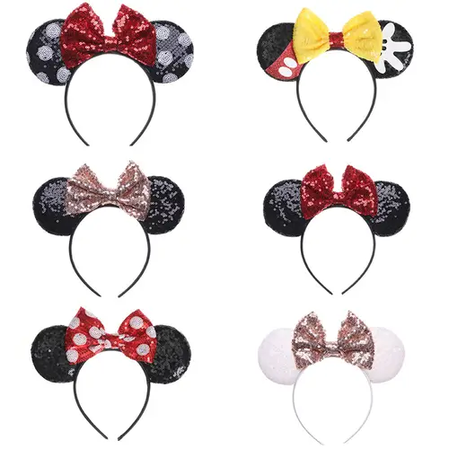 Anime Mouse Ears Headhand Cosplay Kawaii Cartoon Elastic Hair Accessories Party Sequin Bows Hairband Toys Children Adults Gift - Image 3