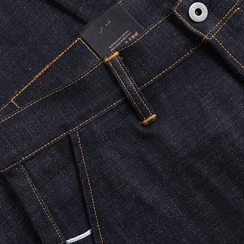 DN-0004  Heavy Weight 18oz Indigo Selvage Unwashed Pants Unsanforised Thick High Waist Raw Denim Jean 4