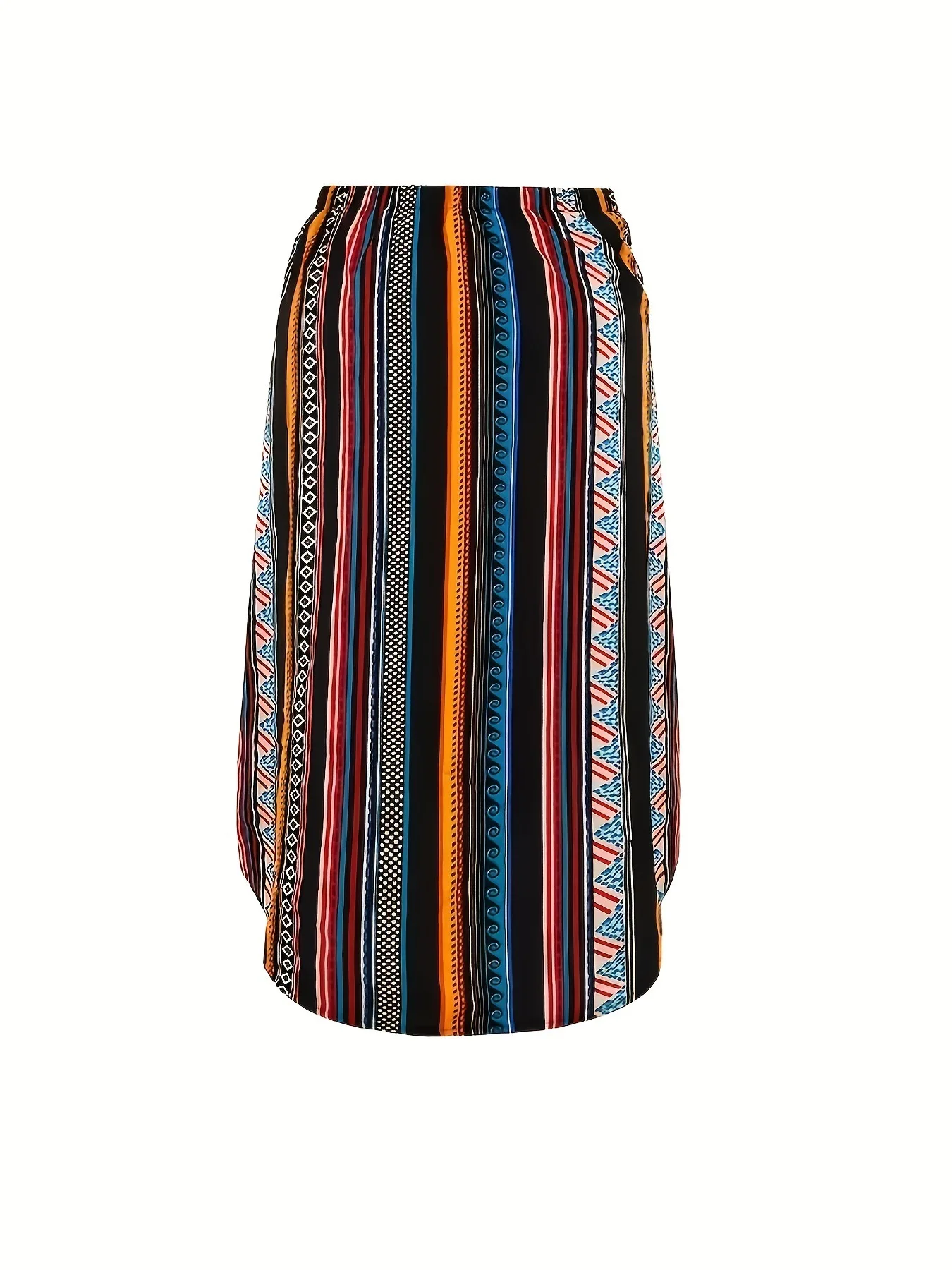 2023 New Women's Ethnic Style Casual Striped Lazy Hot Mom Long Skirt Fashionable Versatile Skirt Y2k Skirt new winter pregnant dresses women s autumn pregnancy clothes fashion lazy sweater skirt knit warm white maternity clothing wear