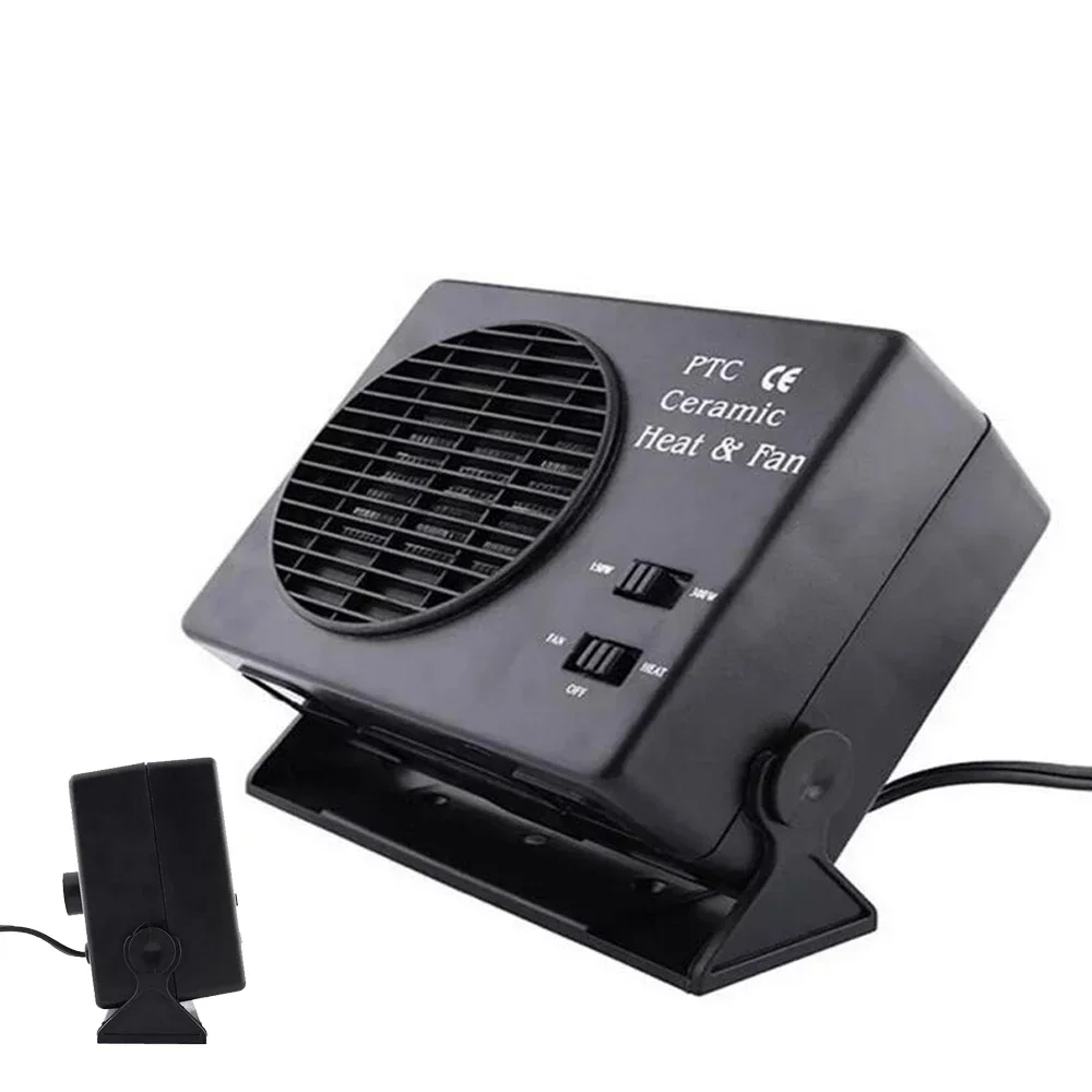 Car Fan SUV Accessories Ceramic Portable Heater Electric 12V 150W/300W Auto Temperature Control for Vehicles