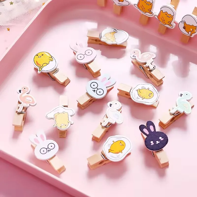 Wooden Clips 10 Pcs/Lot Creative Cartoon Animal Wooden Clip With Hemp Rope Photo Paper Clothespin Craft Clips Party Decoration Clip