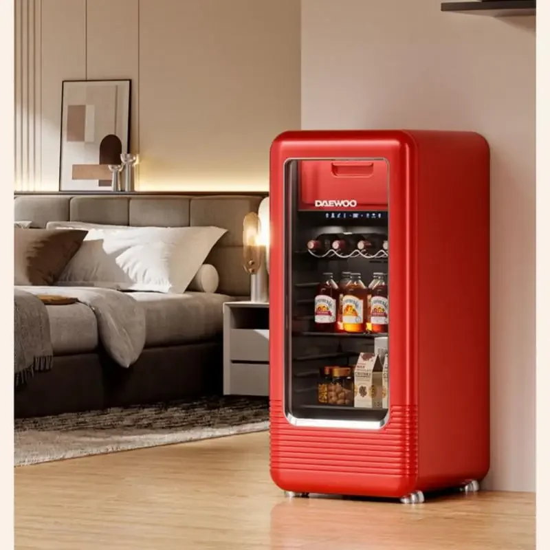 DAEWOO 143L Wine Refrigerator Retro Ultrathin Small Refrigerator Living Room Office Ice Bar 2-18&deg;C 220V 75W Wine Fridge Storage