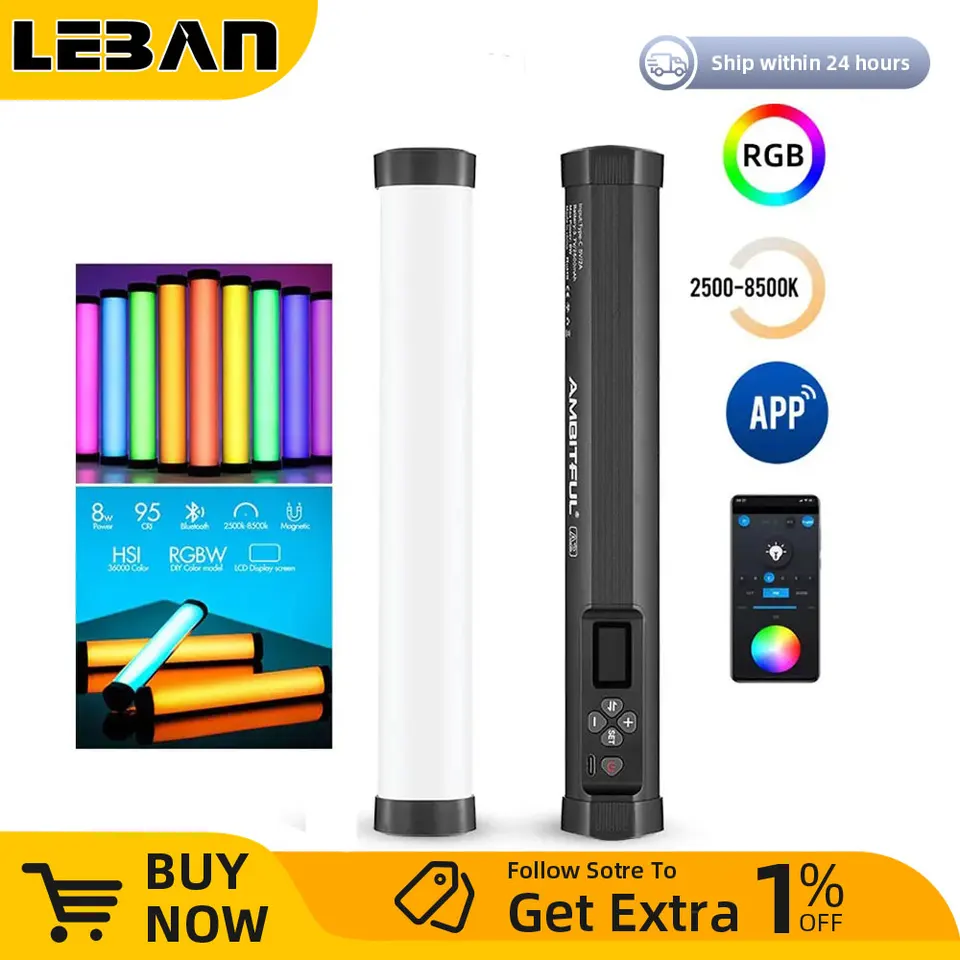 AMBITFUL-tubo de luz RGB 2500K-8500K A2PRO, barra de vídeo LED a todo