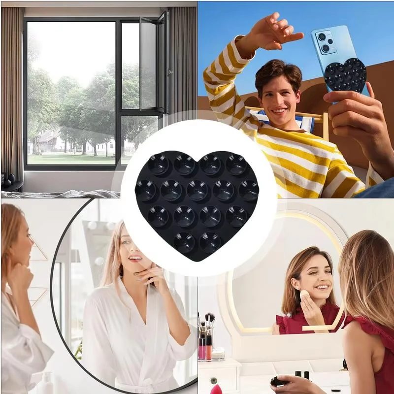 Heart Suction Cup Phone Stand - Sticky Silicone Grip Holder