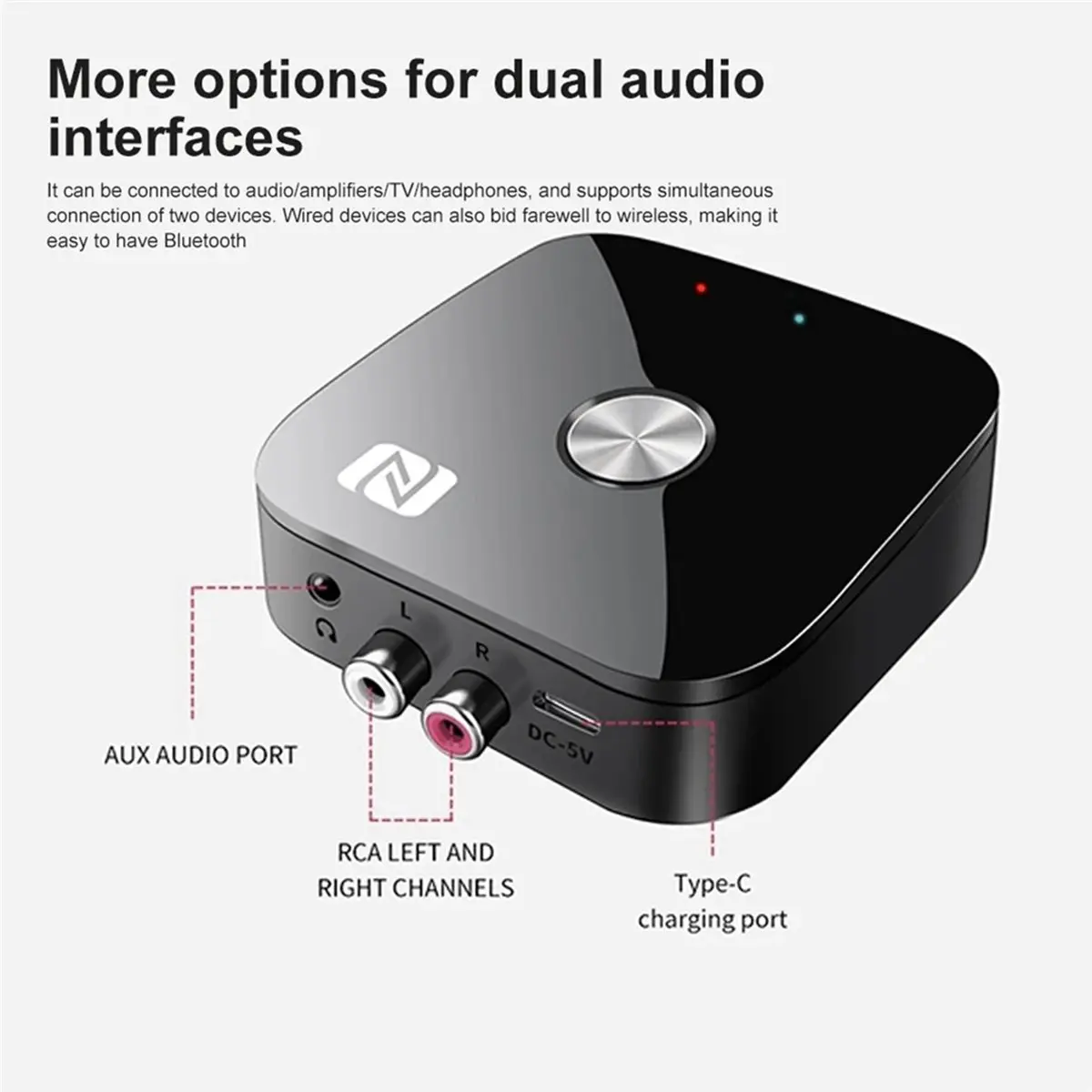 (A75T) NFC 블루투스 5.3 오디오 수신기 3.5mm AUX RCA 스테레오 HIFI 음악 무선 어댑터 USB U-디스크 재생 리모컨