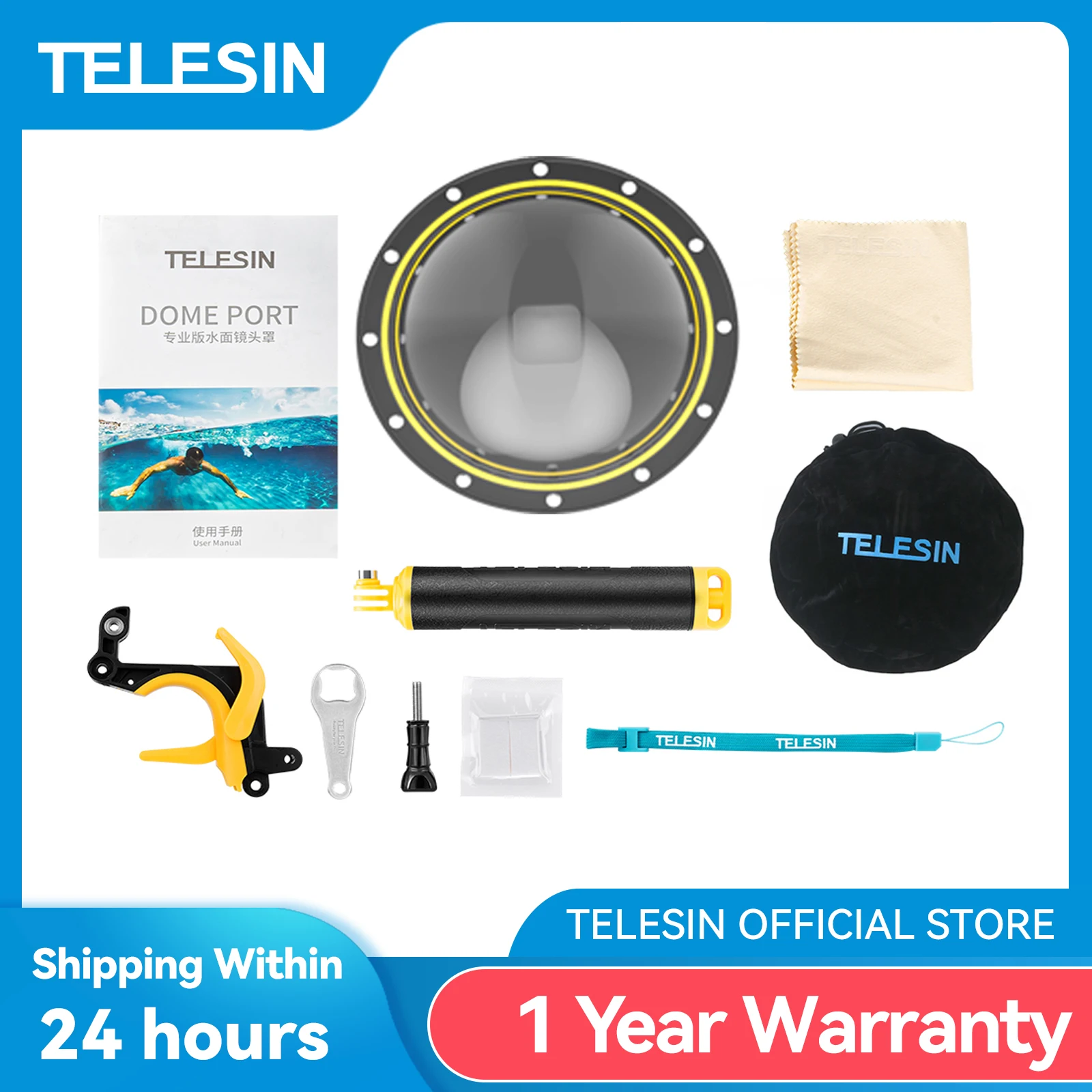 Telesin 6'' Dome Port 30m Waterproof Housing Case With Floating Handle  Trigger For Gopro Hero 9 10 Black Underwater Cover - Sports & Action Video  Cameras Accessories - AliExpress