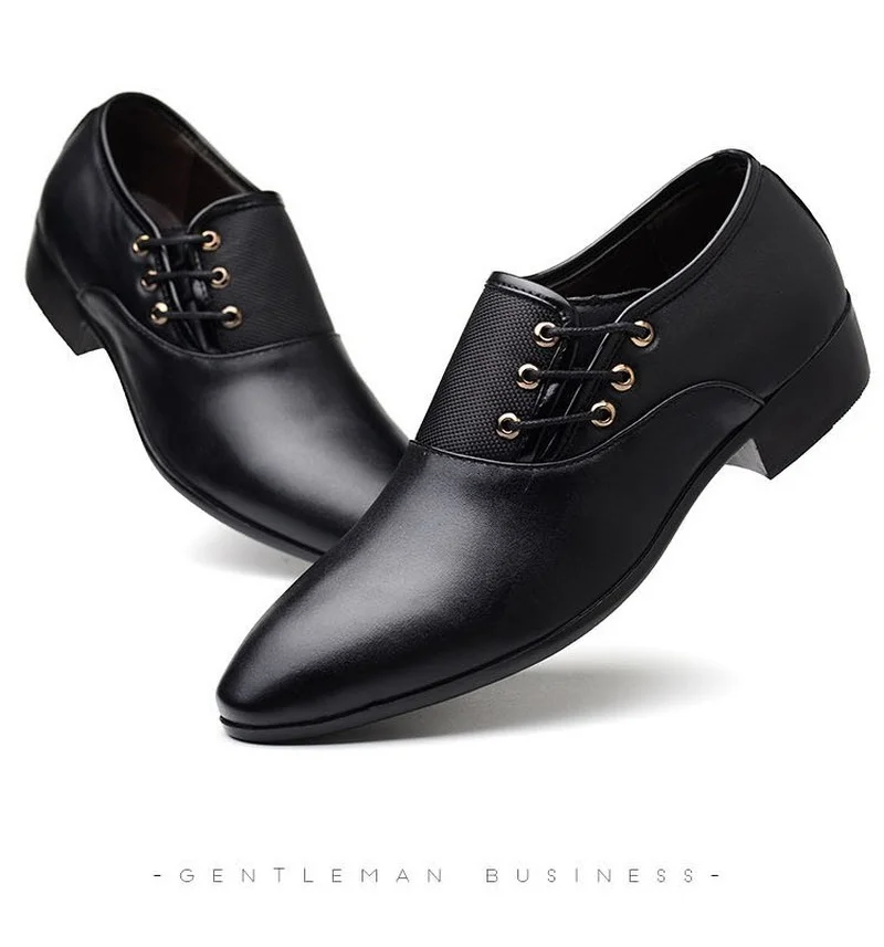 Leather shoes Men Casual Slip-on Business Dress All-Match Wedding Shock-Absorbing Wear-Resistant Size 38-48