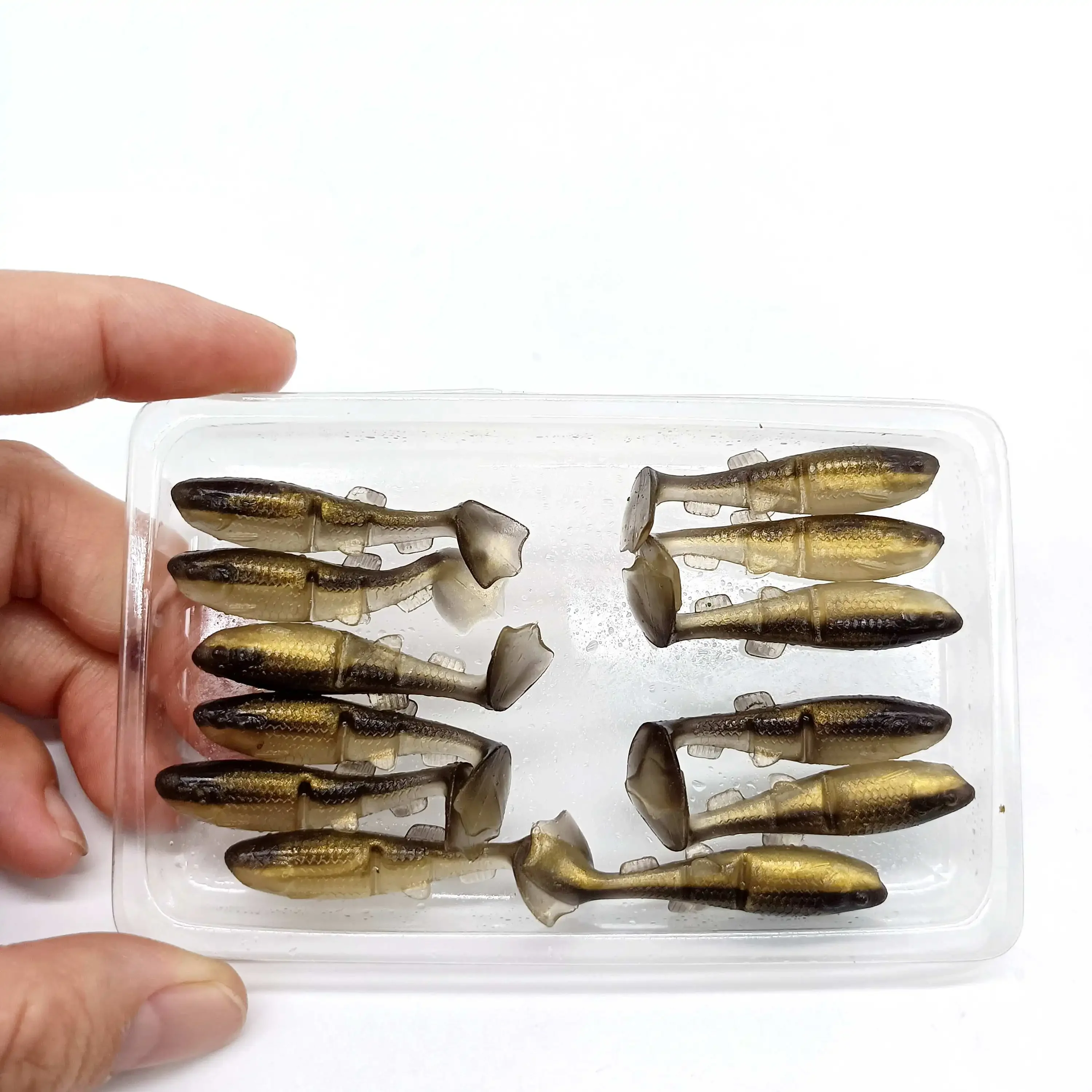 DUODUOYU 12PCS Mini T-Schwanz Weiche Angeln Locken 1g/40mm PVC Kleine Fisch Silikon Swimbait wobbler Für Hecht Bass Shad Angelgerät