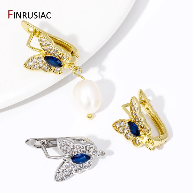 18K Gold Plated Brass Inlaid Zircon Shvenzy Earring Hooks For Jewelry Making Accessories, Earwire Fixtures,DIY Earring Findings 6