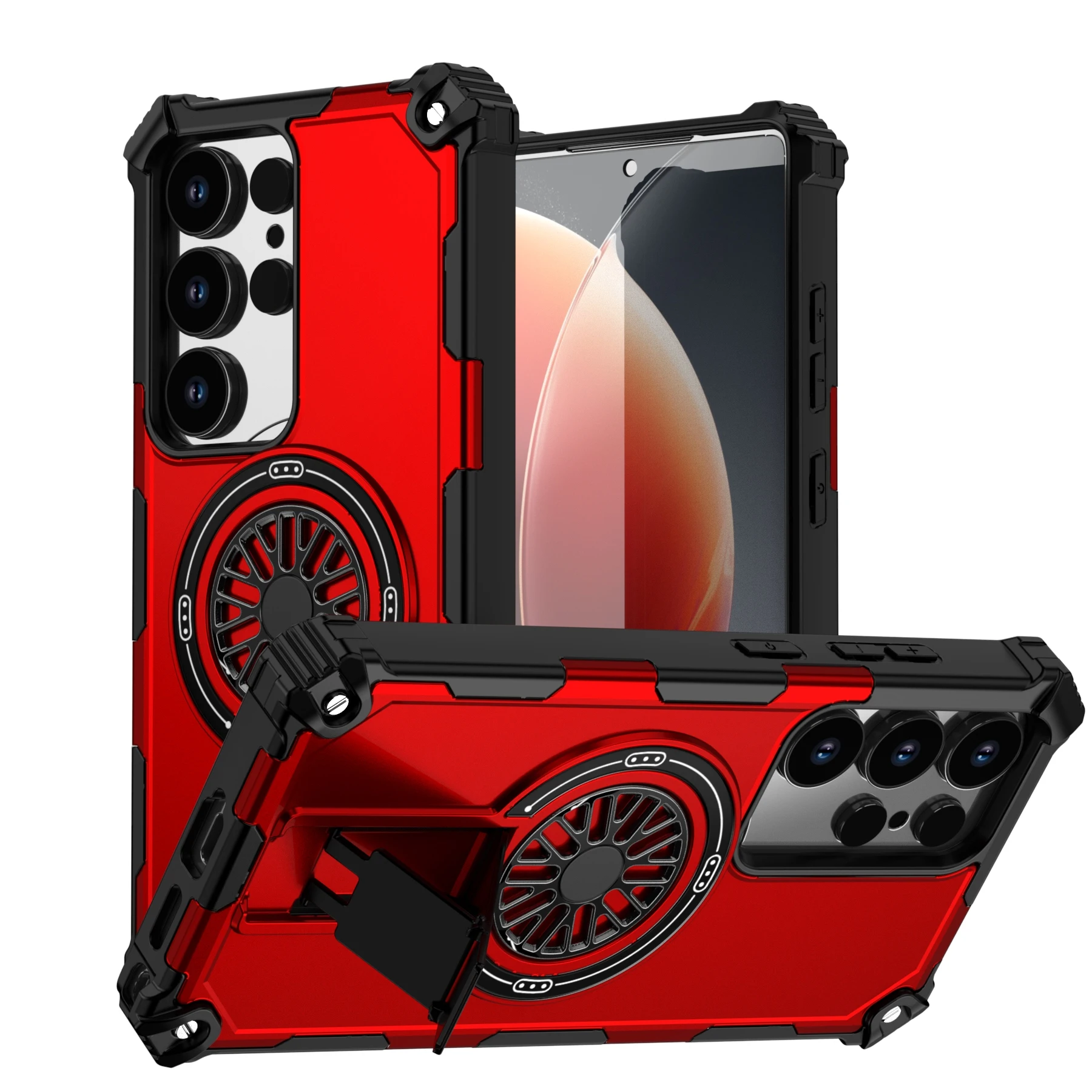 Military-Grade Magnetic Phone Case with Foldable Bracket and Armor Protection