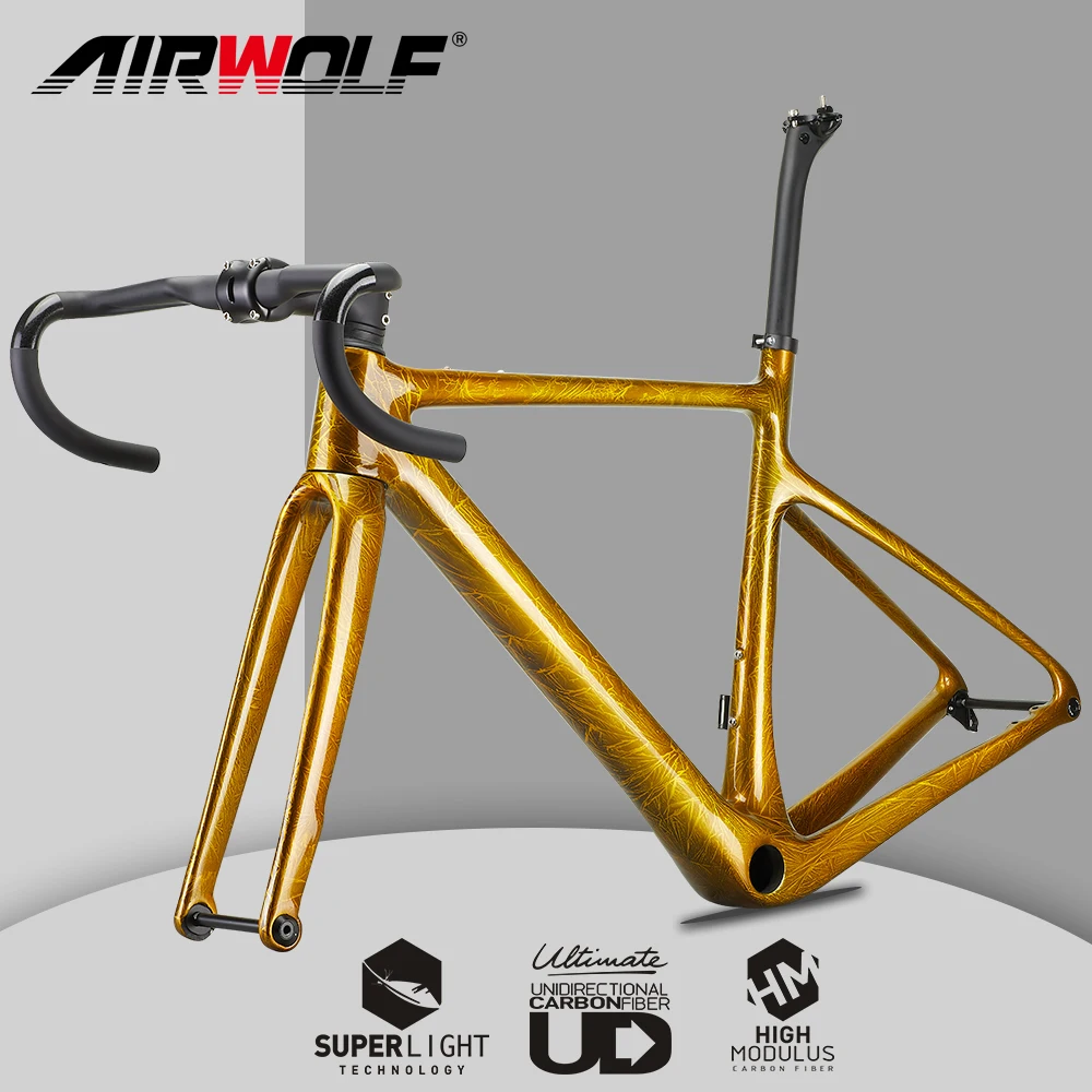 Carbon Gravel Frame 700*40C Disc Brake A5 Gravel Bicycle Frameset 700C Cyclocross Bike With Handlebar Crystal Color bicycle frame