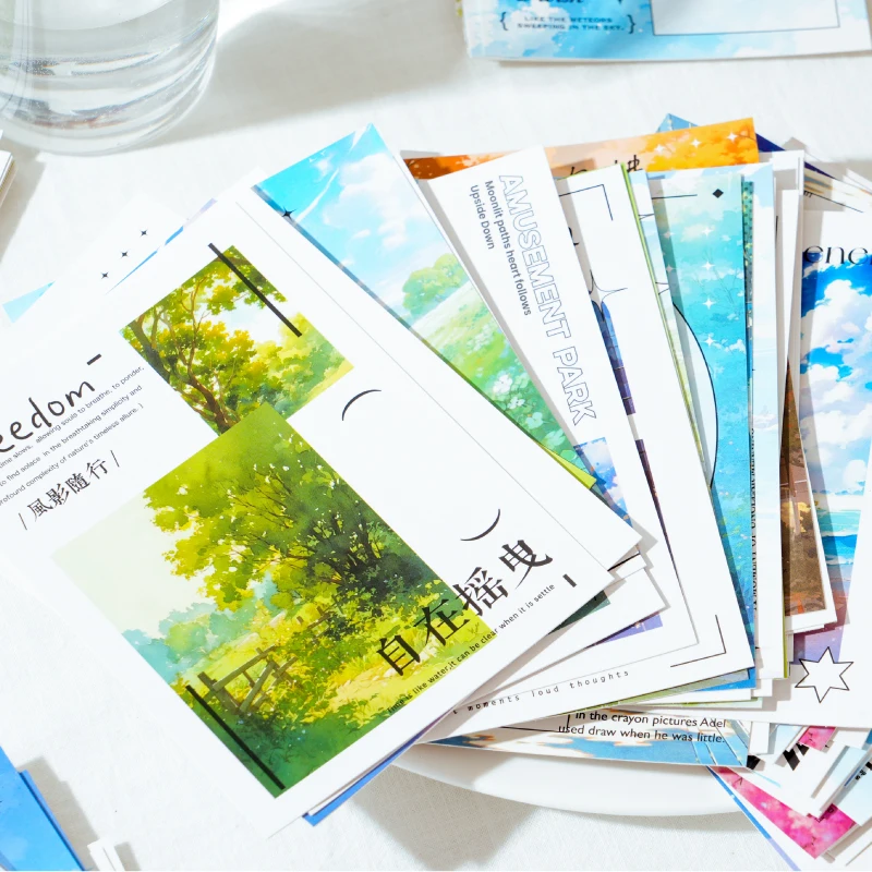 Journal GO 30pcs Aesthetic Decorative Collage Card for Journal Scrapbooking Wall Ins BeautifulScenery Artistic Background Paper 6