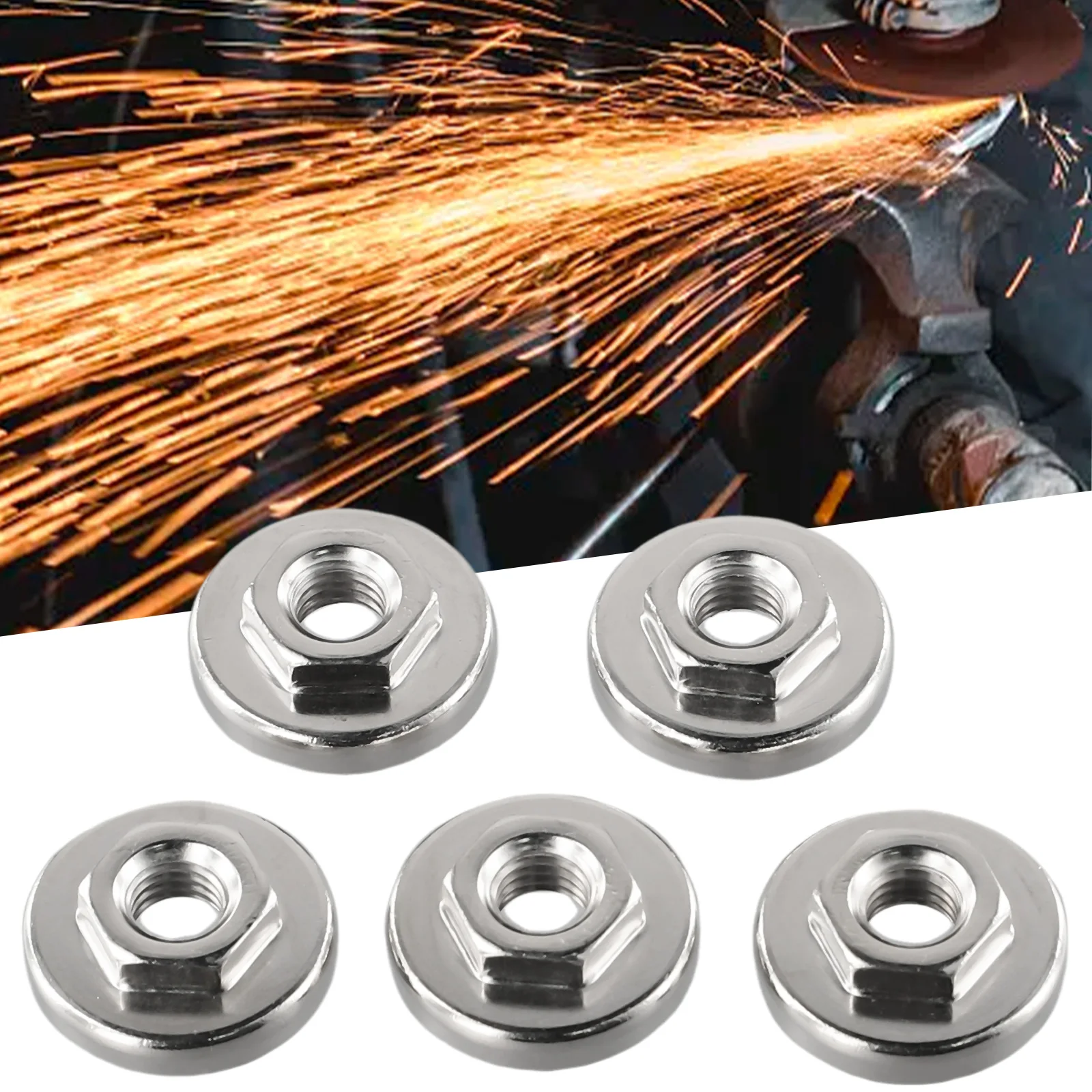 

5PCS Hex Nut Tools Replacement For Angle Grinder Chuck Locking Plate Quick Clamp Home Garden Workshop Equipment Power Tools