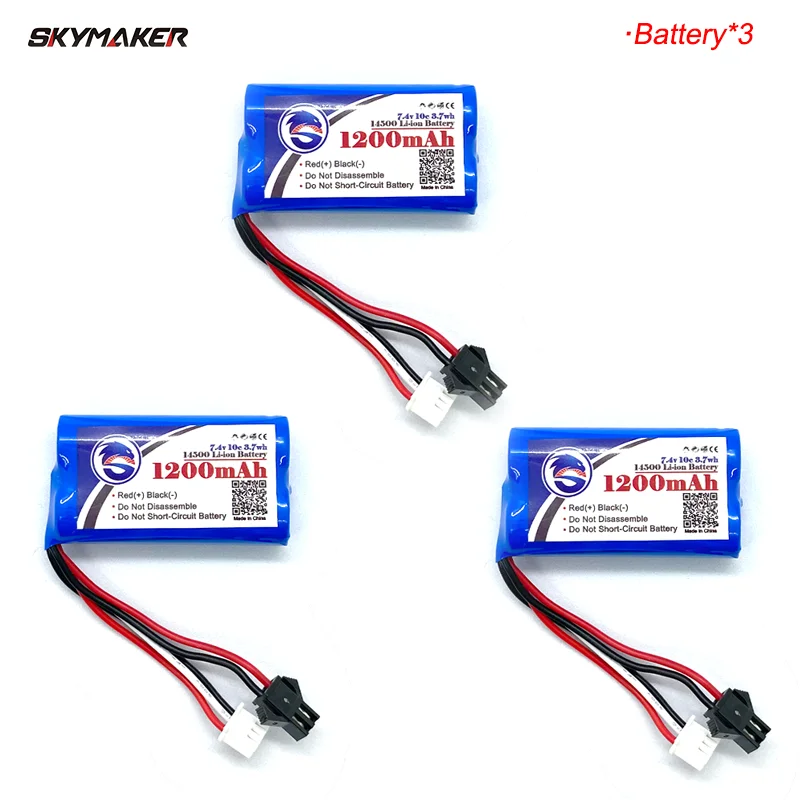 2pcs 2S 7.4V 500mAh 10C Li-Ion Battery 14500 for D Series & E1 (New 4 – WPL  RC Official Store