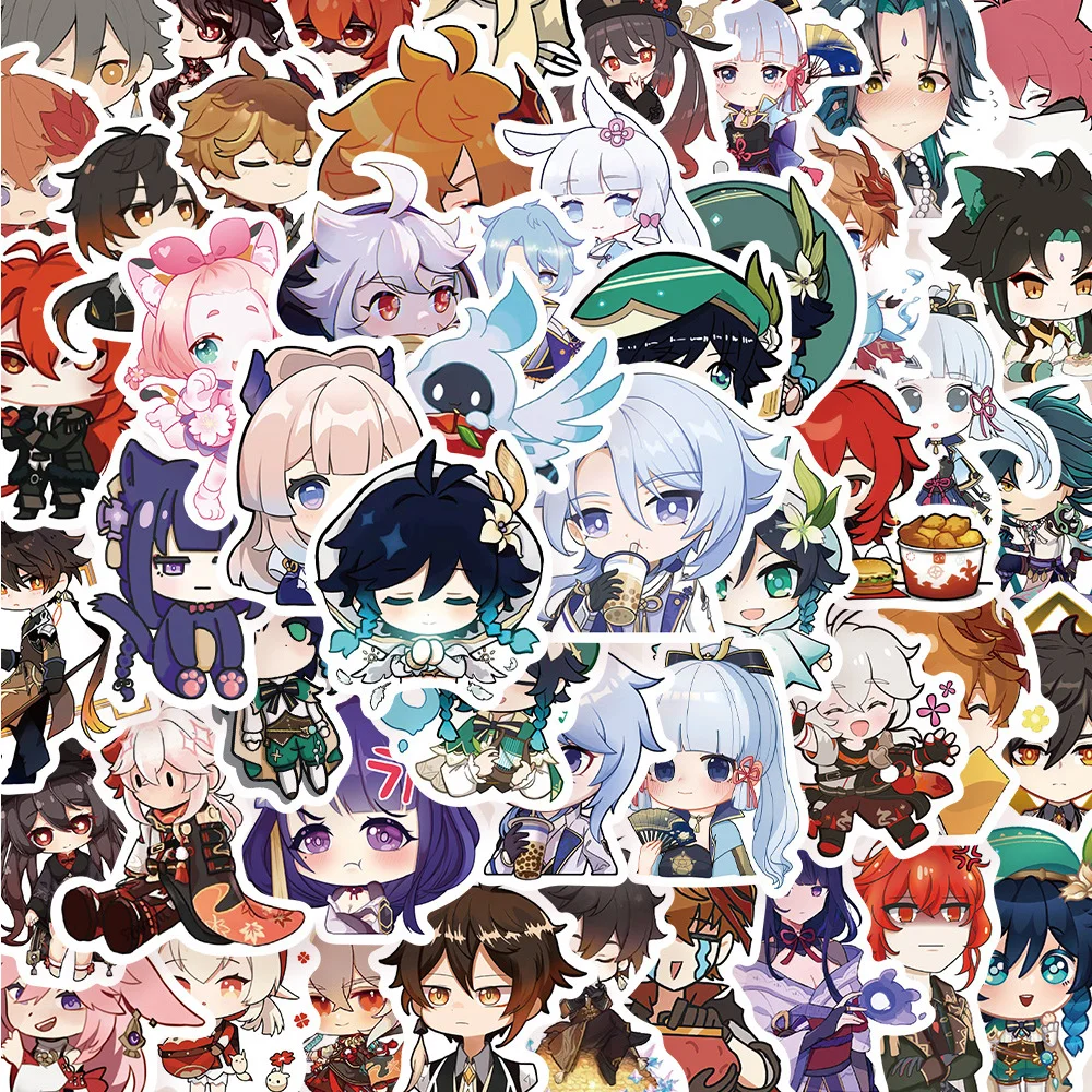 10/50/100pcs Anime Genshin Impact Stickers Game Character Decoration Decal DIY Laptop Motorcycle Luggage Cool Cartoon Sticker genshin impact gooka stickers crystal sticker hand account diy yae miko kamisato ayaka beelzebul school supplies decoration girl