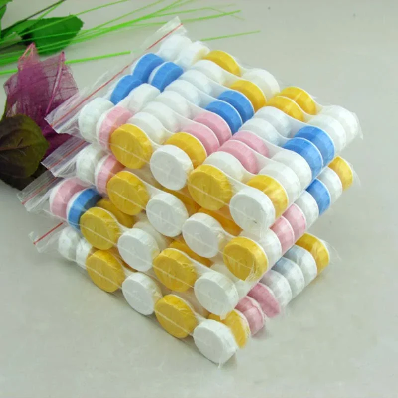 10/100pcs 많은 간단한 콘택트 렌즈 케이스 상자 안경 액세서리 렌즈에 대 한 귀여운 여행 상자 컨테이너 무작위 색상 도매..