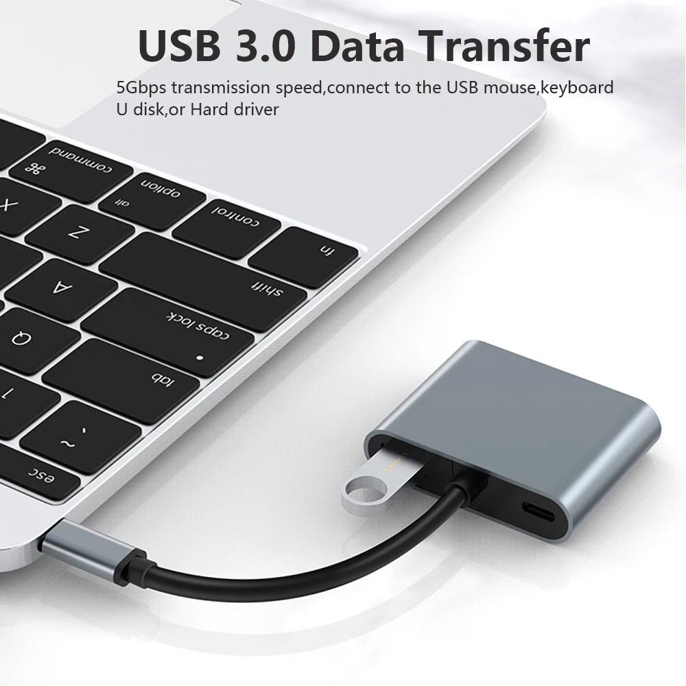 Tebe USB-C Hub 4 IN 1 Type-c to 4K HDMI-adapter VGA USB 3.0 Splitter with 100W PD Fast Charging for Macbook Dell Lenovo Huawei 6