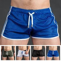 Men Casual Gym Fitness Training Shorts Sexy Mesh Breathable Quick Dry Fashion Sports Beach Trunks Men Clothing Summer 2