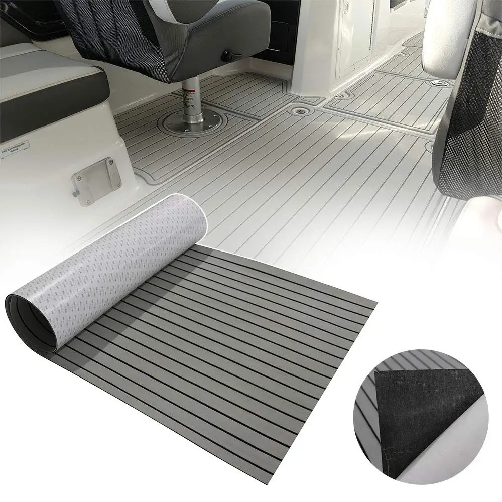 Boat Flooring EVA Foam Decking Sheet Faux Teak Marine Mat Marine Carpet Cooler Tops Seating Non-Slip Self-Adhesive Flooring Mate