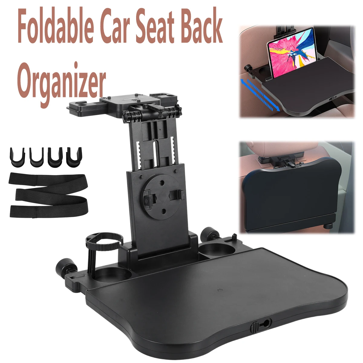 Vicera Organizer per auto per bambini per sedile passeggero, sedile posteriore e bagagliaio • Organizer pieghevole per seggiolino auto con borsa termica rimovibile e fissaggio alla cinghia