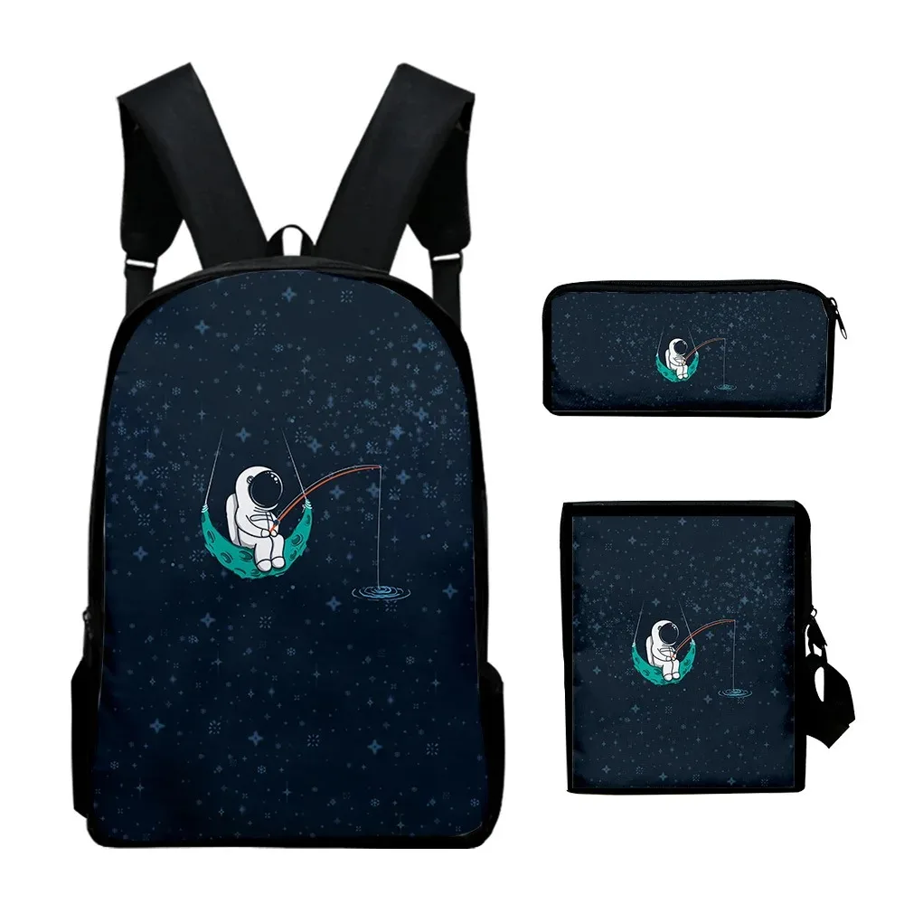 

Школьные рюкзаки с 3D рисунком астронавта, рюкзак для ноутбука, рюкзак, сумка на плечо с наклоном, ранцы, стиль Харадзюку, популярные, 3 шт. в комплекте