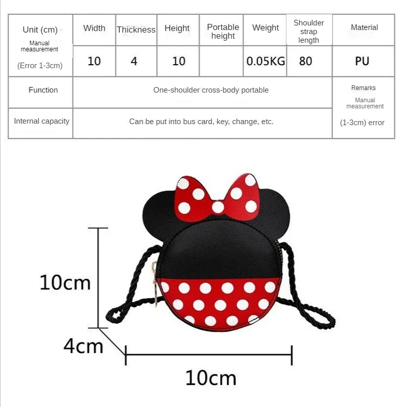 Disney Mickey Minnie Mouse Women's Bag Cartoon Fashion Shoulder Bags Cute Girl Messenger Bag Coin Purse Fashion Anime Bags Gifts