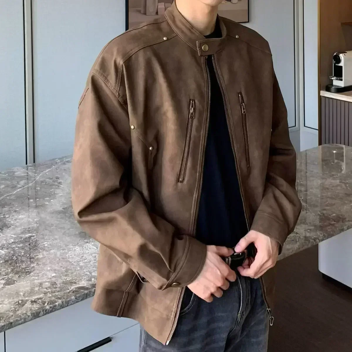 FA665 2024 Autumn and Winter New Men's Jacket, Warm and Versatile Fashionable Retro Handsome Coat 4