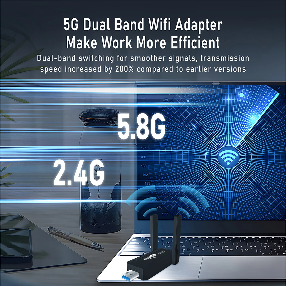 WiFi 6 USB 어댑터 1800Mbps 무선 네트워크 카드 USB 3.0 트라이 밴드 2.4G 5G Wifi 수신기 Wifi 핫스팟 및 AP 기능