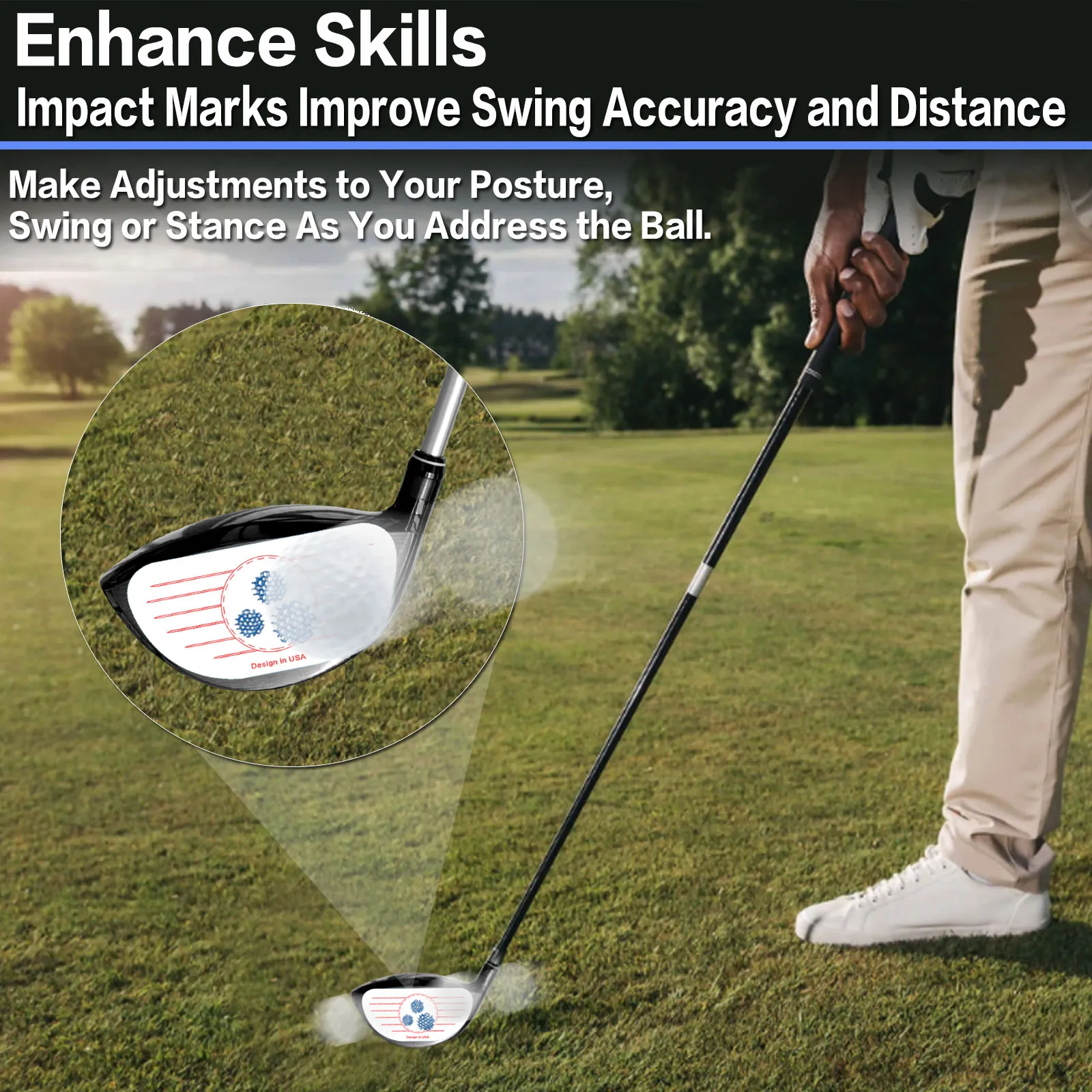 Golf Impact Tape Labels 125Pcs Golf Club Impact Stickers for Woods Analysis Golf Training Aids for Swing Practice 5
