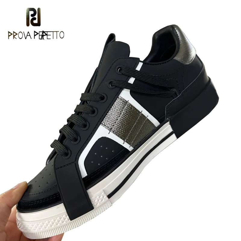 

Designer Color Match Couple's Sneakers Thick Sole Real Leather Flat Platform Casual Fashion Daily All Match Sapatos