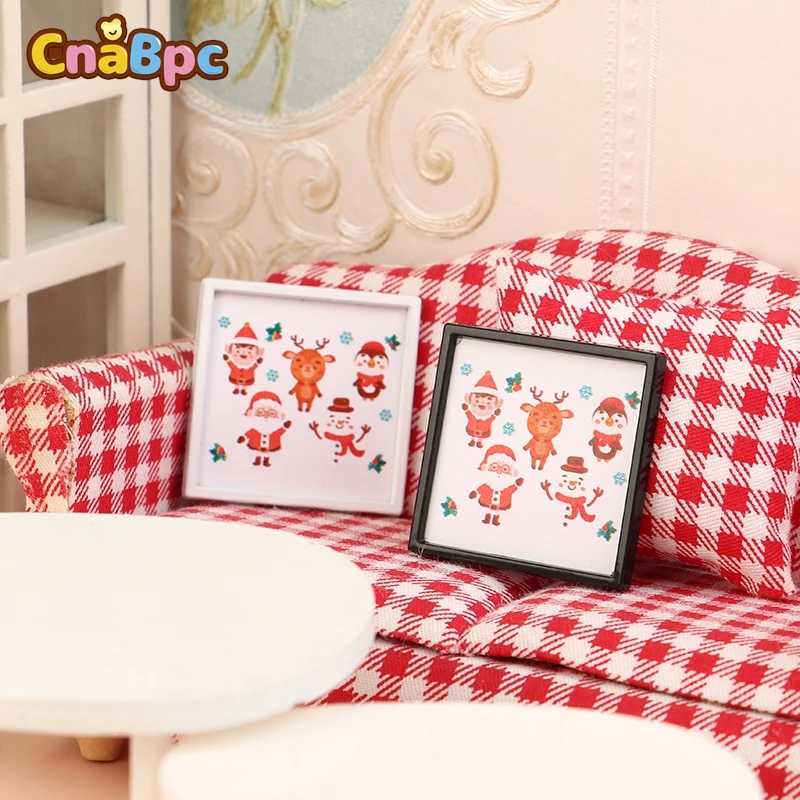 

1/12 Dollhouse Miniature Frame Mural Wall Painting ,odel Toys Dollhouse Living Room Scene Decor DIY Christmas Decor Accessories