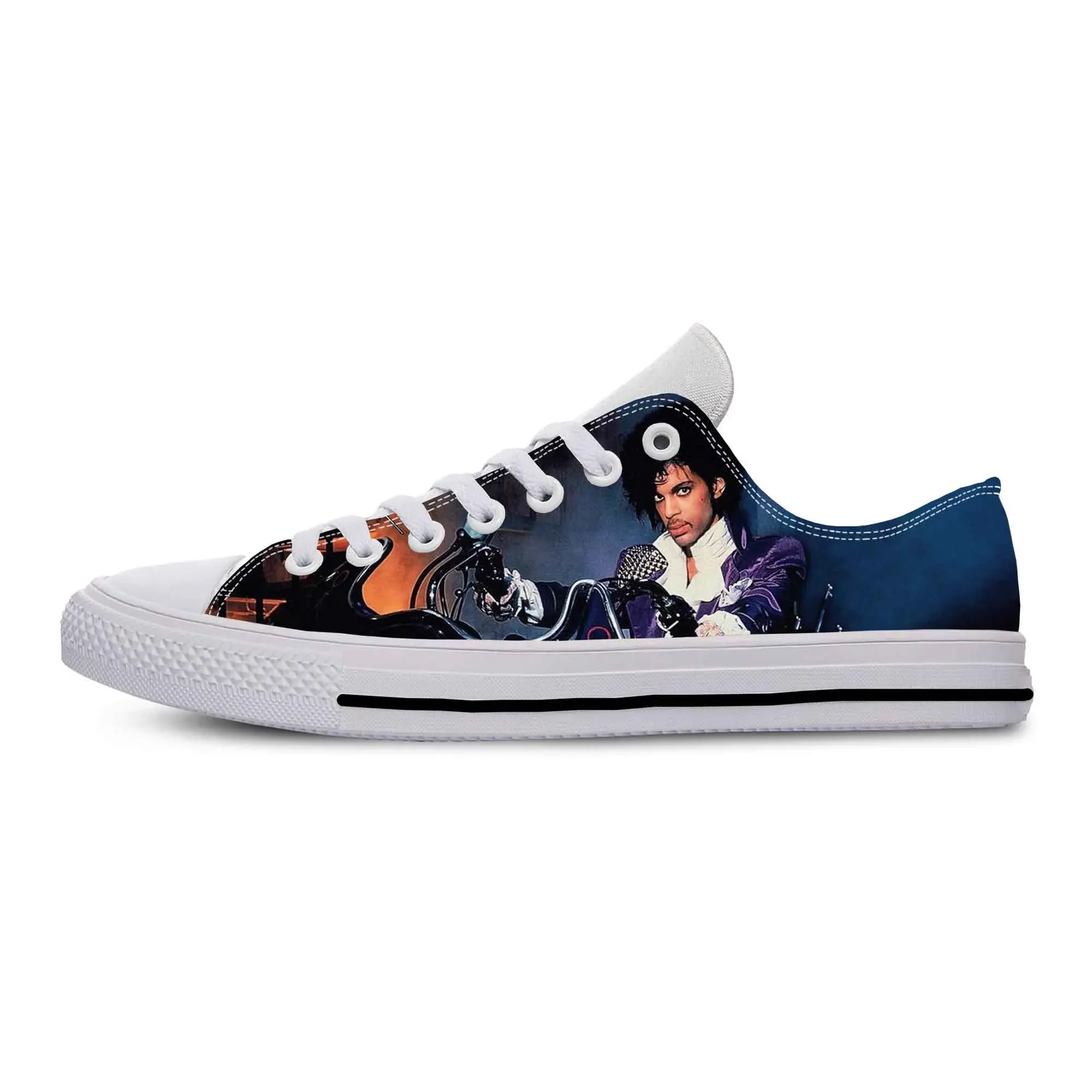Hot Summer Music Singer Prince Rogers Nelson Purple Rain Casual Cloth Shoes Breathable 3D Men Women Sneakers Low Top Board Shoes