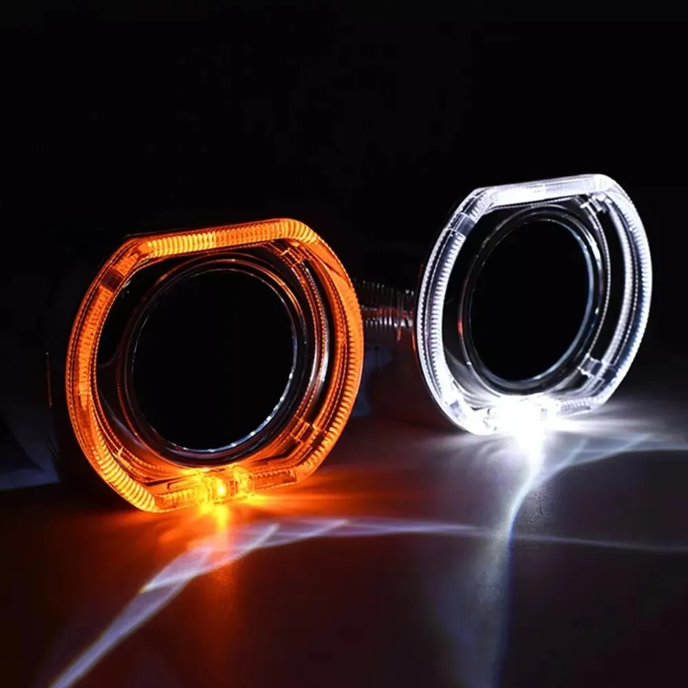 DRL Angel Eye Decorative Shrouds White Yellow RGB APP Control For 2.5 Inches and 3 Inches HID LED Projector Lenses Signal Light