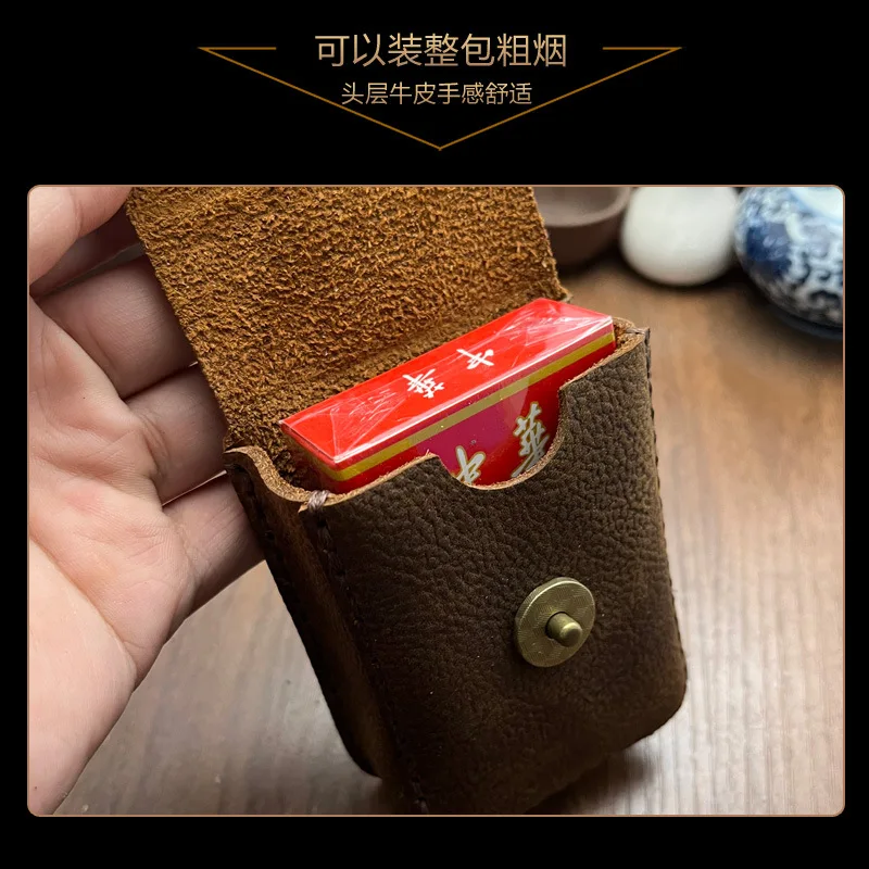 Genuine Top Leather Cigarette Case For 20 Cigarettes Handcrafted Classic Men's Style Belted Pouch Perfect Birthday Gift
