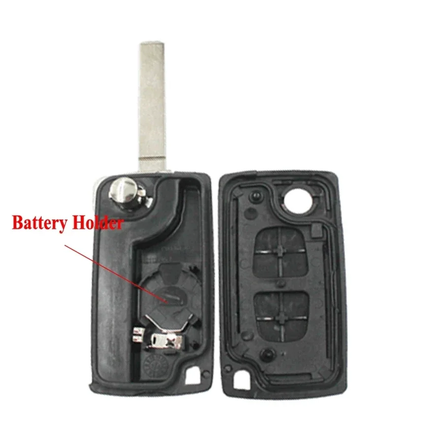 XNRKEY 2 Buttons for Citroen Car Key Shell Cover with Battery Holder Flip Remote Control Key Shell case Fob VA2 No