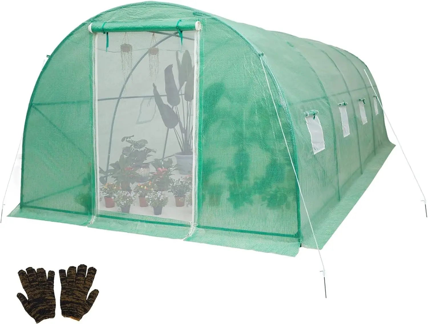 

Outdoor 10x10x7 FT Greenhouse with Screen Door with Dual Zippered Screen Single-Doors,Heavy Duty with Reinforced Frame